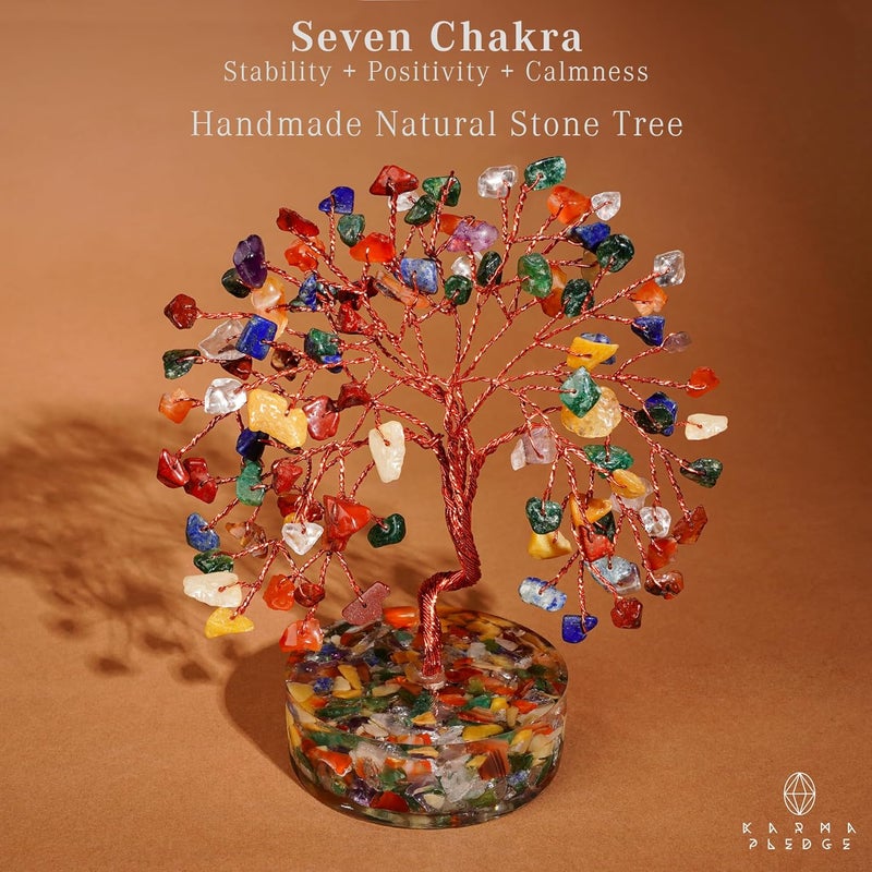 KARMAPLEDGE 7 Chakra Tree Gifts for Women, Handmade Crystal Tree of Life for Positive Energy, Money, Good Luck, Reiki Healing, Christmas Home Decor, Office Desk Decor, Unique Birthday Gifts for Mom, Sister - Image 2